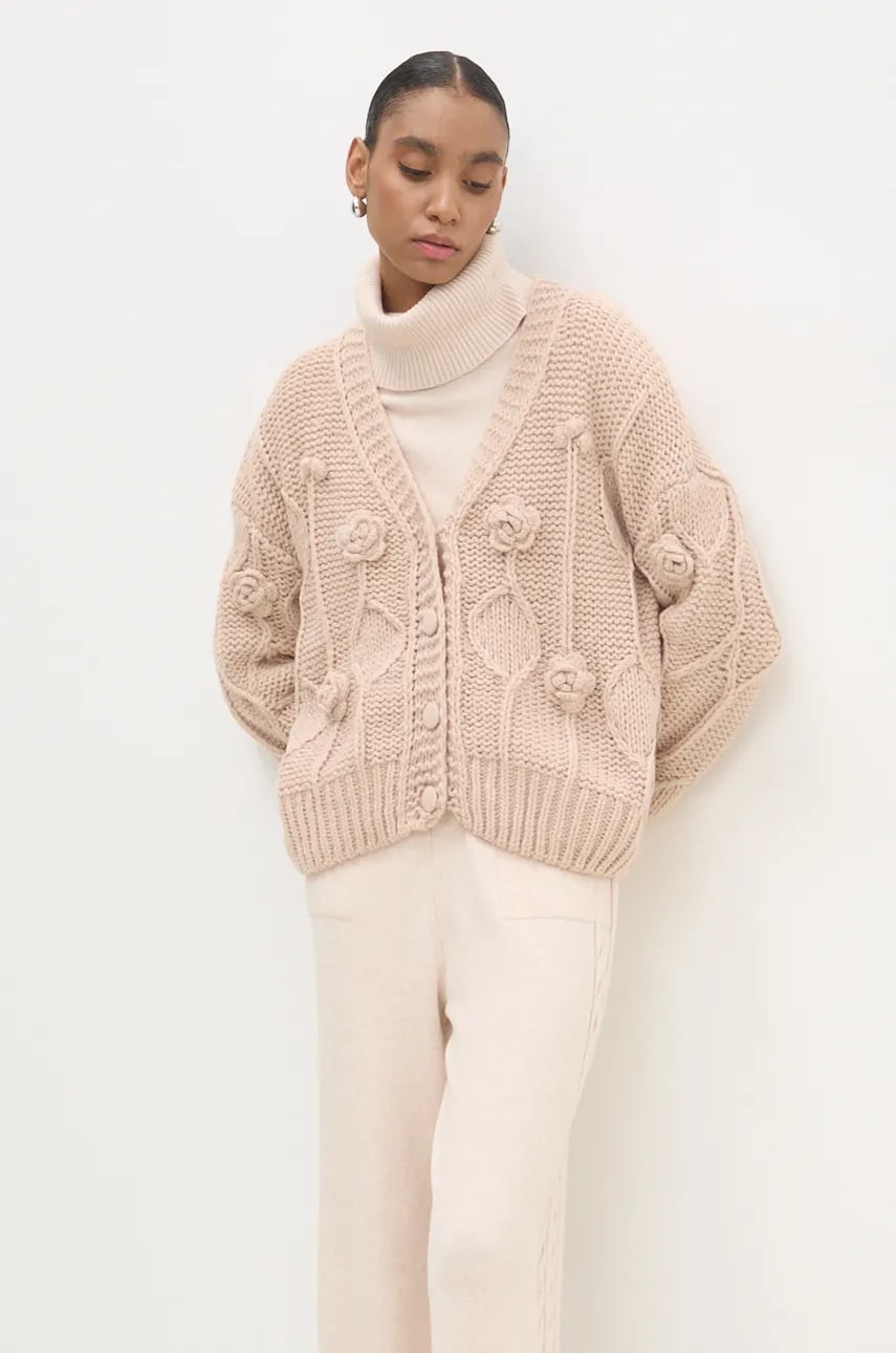 Answear Lab cardigan femei, culoarea bej, calduros