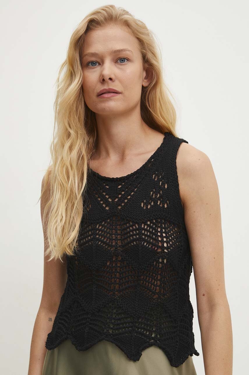 Answear Lab vestă din bumbac culoarea negru