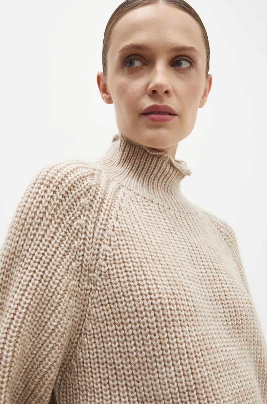 Answear Lab pulover femei, culoarea bej, cu turtleneck Answear Lab pulover femei, culoarea bej, cu turtleneck