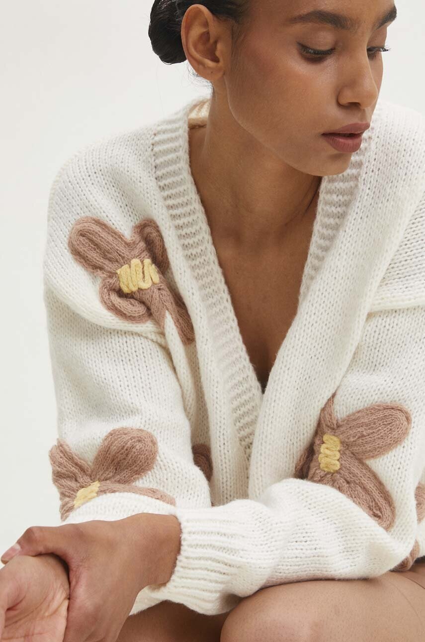 Answear Lab cardigan de lana culoarea bej, călduros