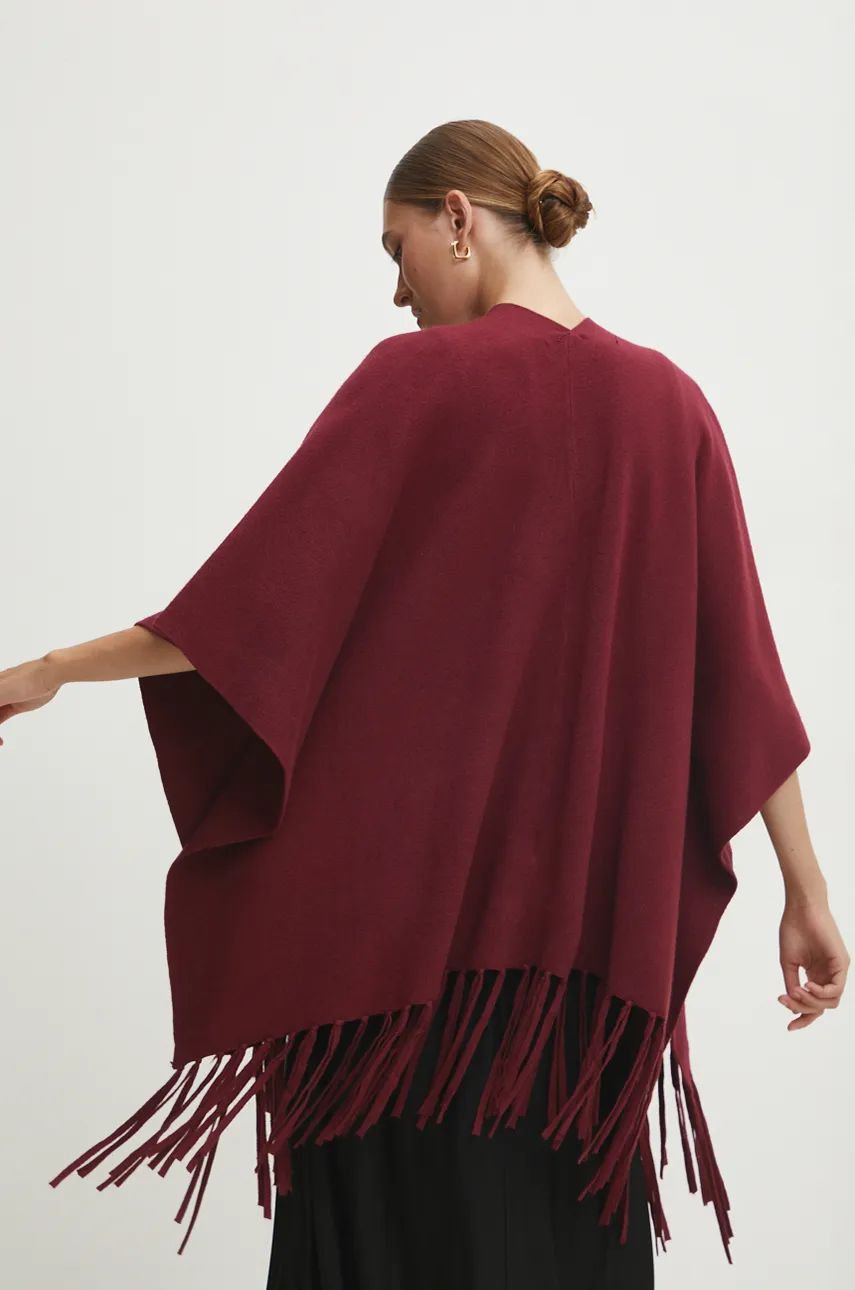 Answear Lab poncho culoarea bordo, light