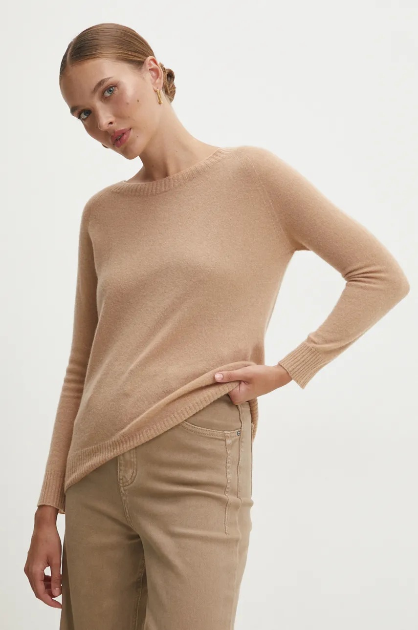 Answear Lab pulover de lana femei, culoarea maro, light