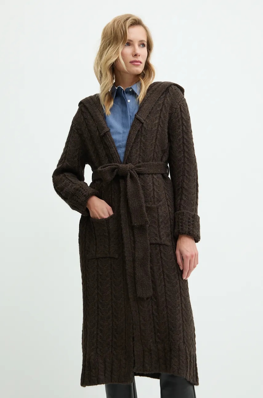 Answear Lab cardigan femei, culoarea maro