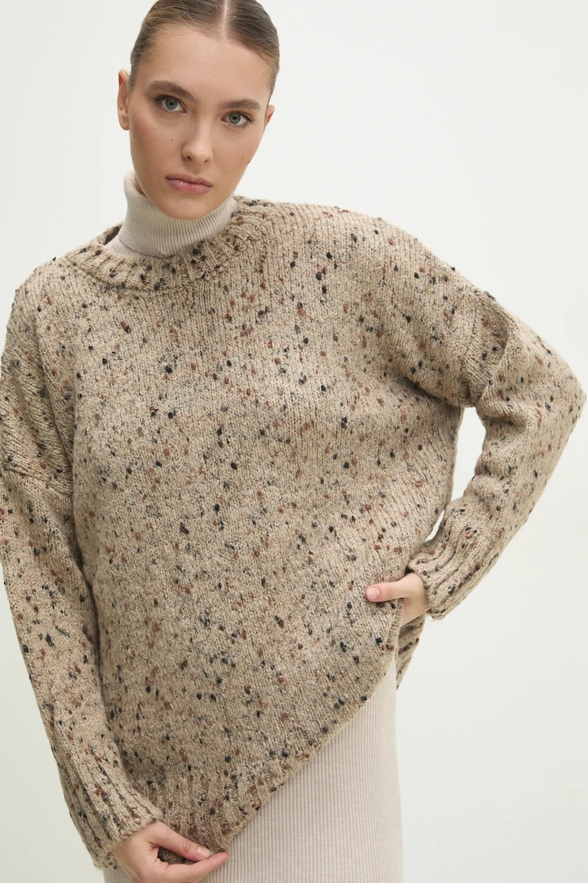 Answear Lab pulover femei, culoarea maro, călduros