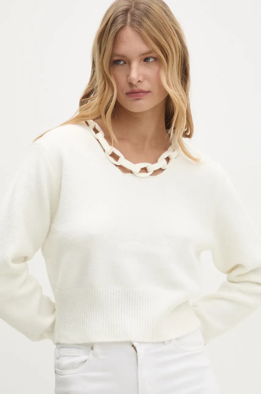 Answear Lab pulover de lana culoarea bej