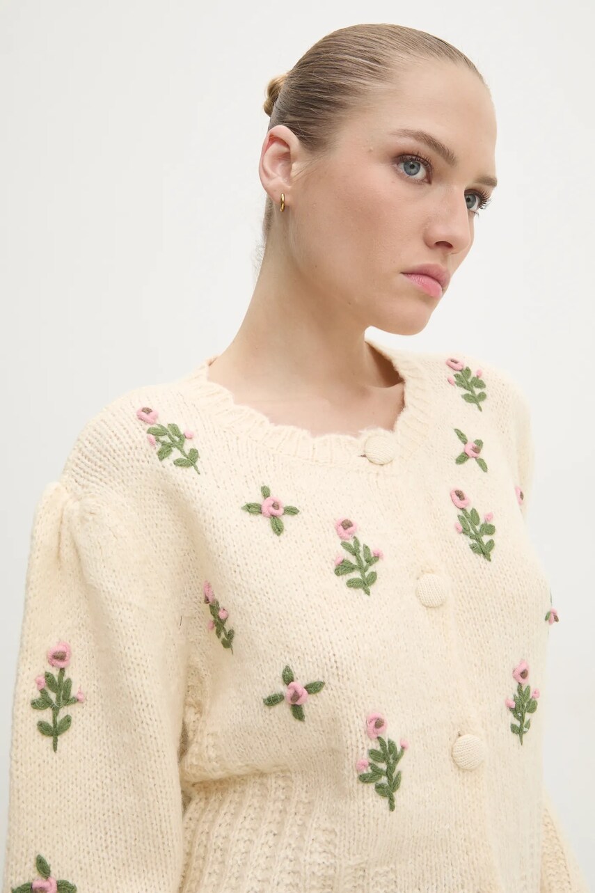 Answear Lab cardigan de lana culoarea bej