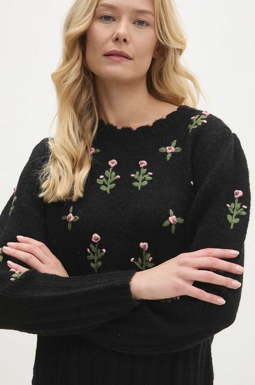 Answear Lab pulover de lana culoarea negru