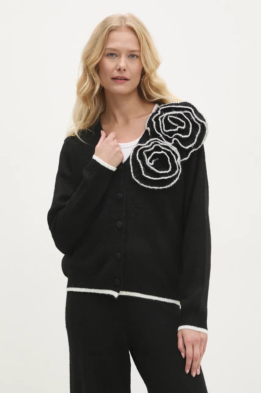 Answear Lab cardigan de lana culoarea negru