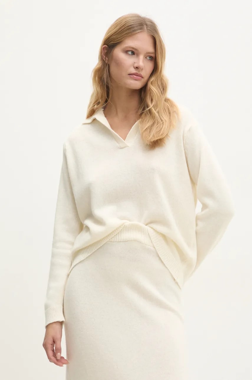 Answear Lab pulover de lana femei, culoarea bej, light