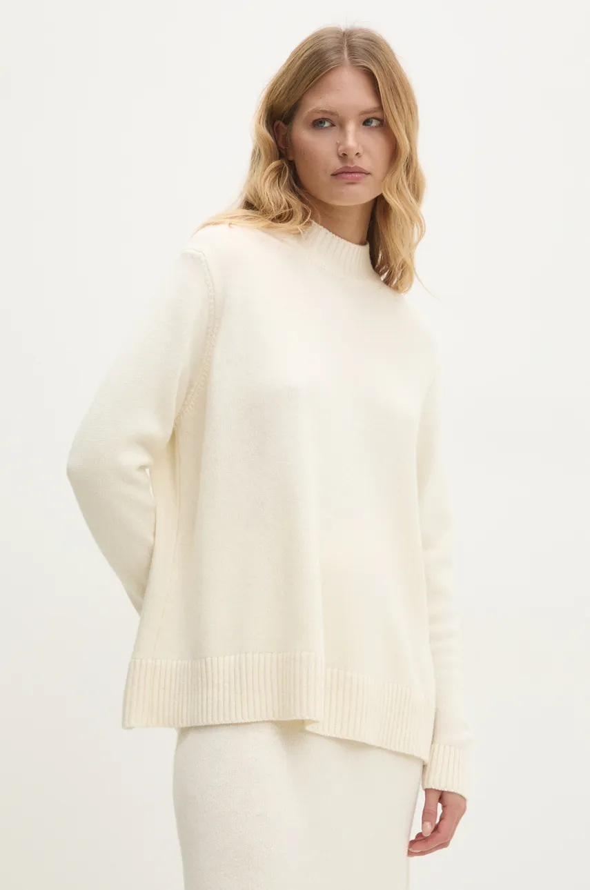 Answear Lab pulover de lana femei, culoarea bej, light, cu turtleneck