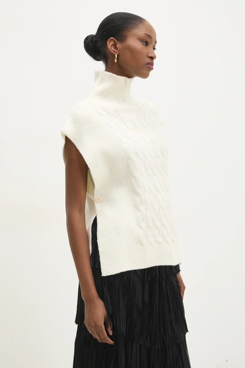 

Вълнен елек Answear Lab в бежово с поло, Бежов