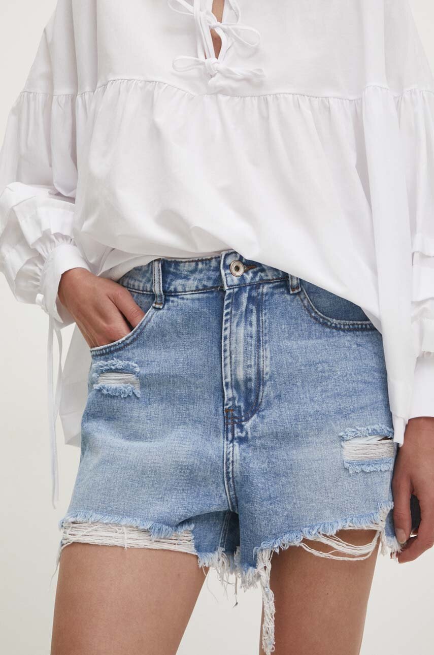 Answear Lab pantaloni scurti jeans femei, neted, high waist