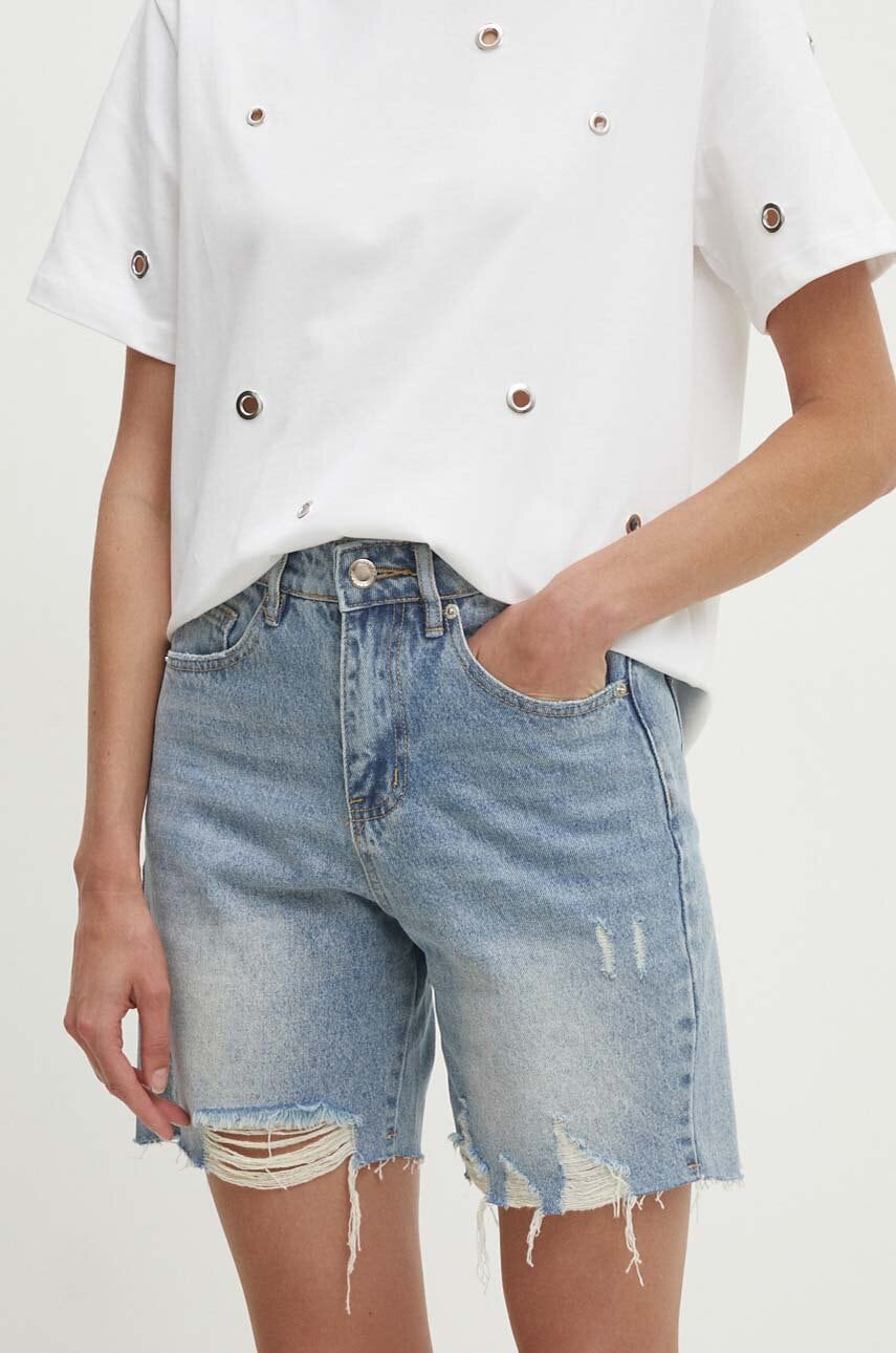 Answear Lab pantaloni scurti jeans femei, neted, high waist
