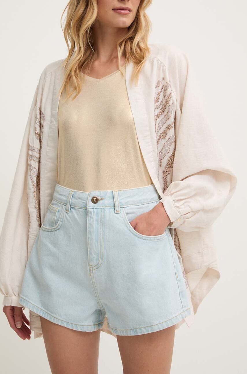 Answear Lab pantaloni scurti jeans femei, neted, high waist