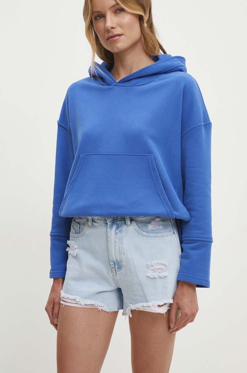 Levně Džínové šortky Answear.LAB dámské, hladké, high waist