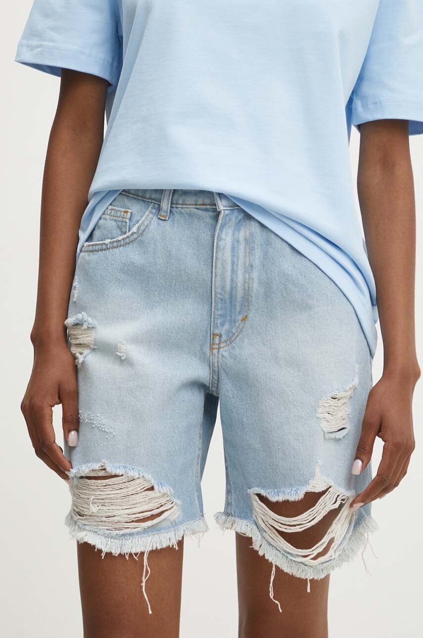 Answear Lab pantaloni scurti jeans femei, neted, high waist