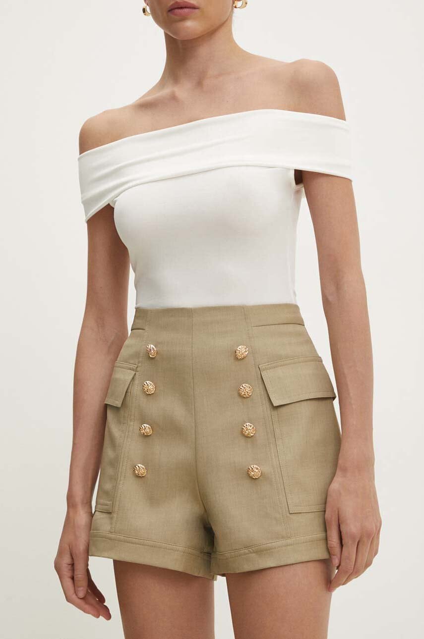 Answear Lab pantaloni scurti femei, culoarea verde, neted, high waist Answear Lab pantaloni scurti femei, culoarea verde, neted, high waist