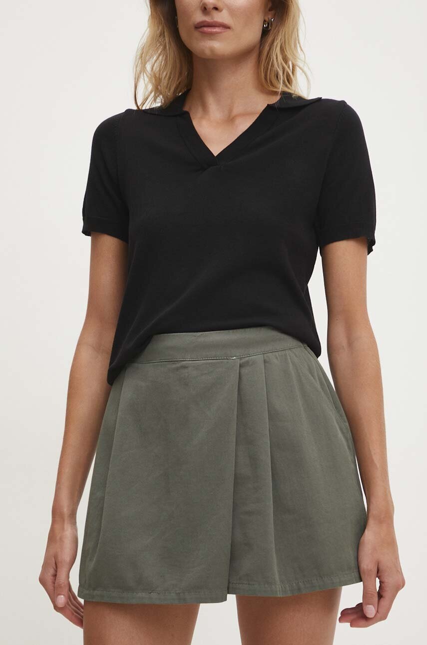 Answear Lab fustă-pantalon din bumbac culoarea verde, uni, high waist