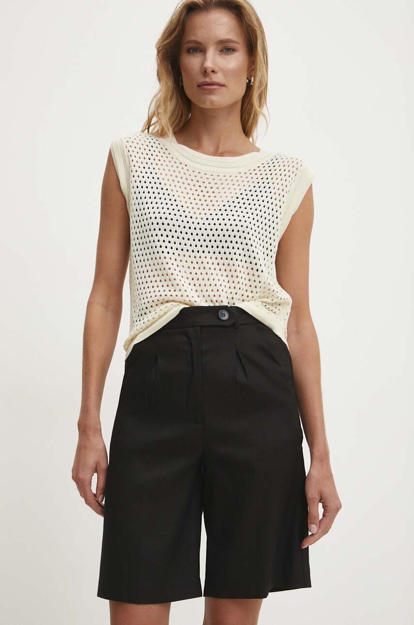 Answear Lab pantaloni scurti femei, culoarea negru, neted, high waist