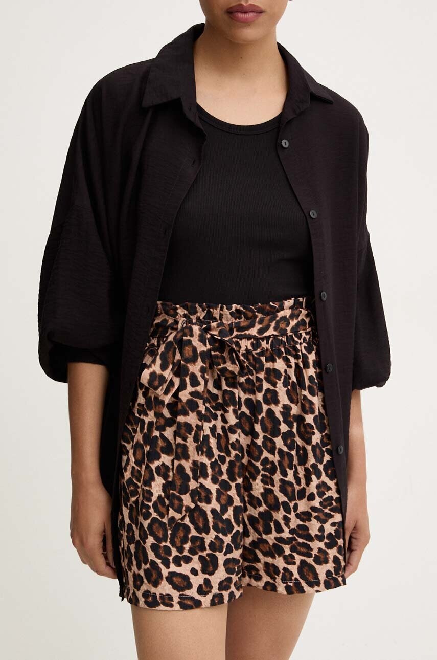 Answear Lab pantaloni scurti femei, culoarea maro, modelator, high waist