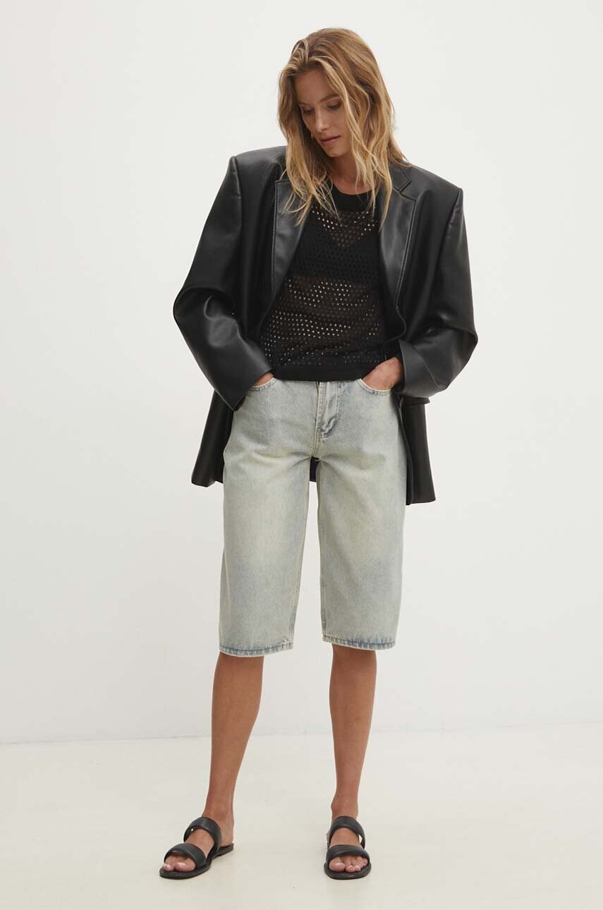 Levně Džínové šortky Answear Lab dámské, hladké, high waist