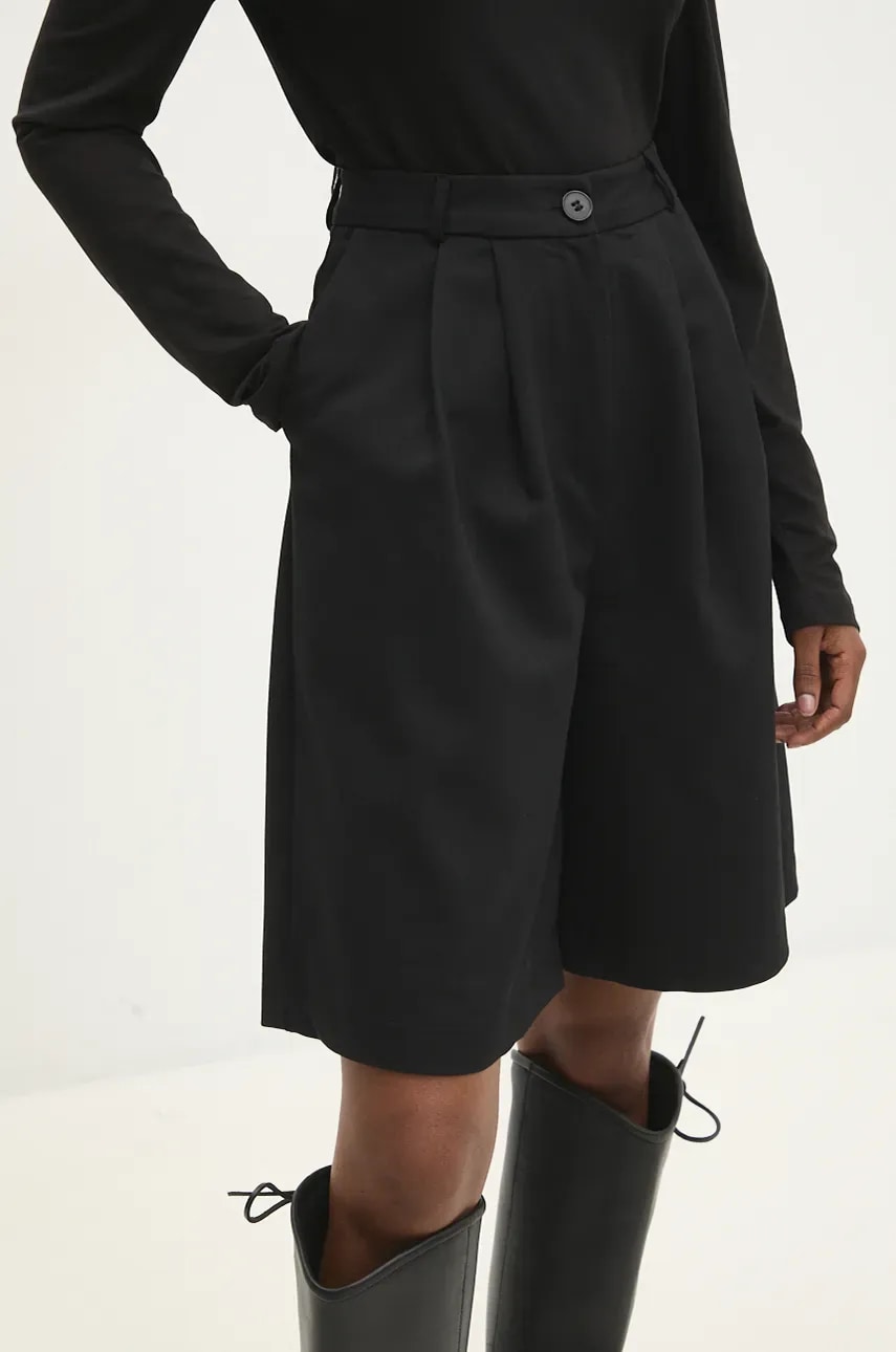 Answear Lab pantaloni scurti femei, culoarea negru, neted, high waist Answear Lab pantaloni scurti femei, culoarea negru, neted, high waist