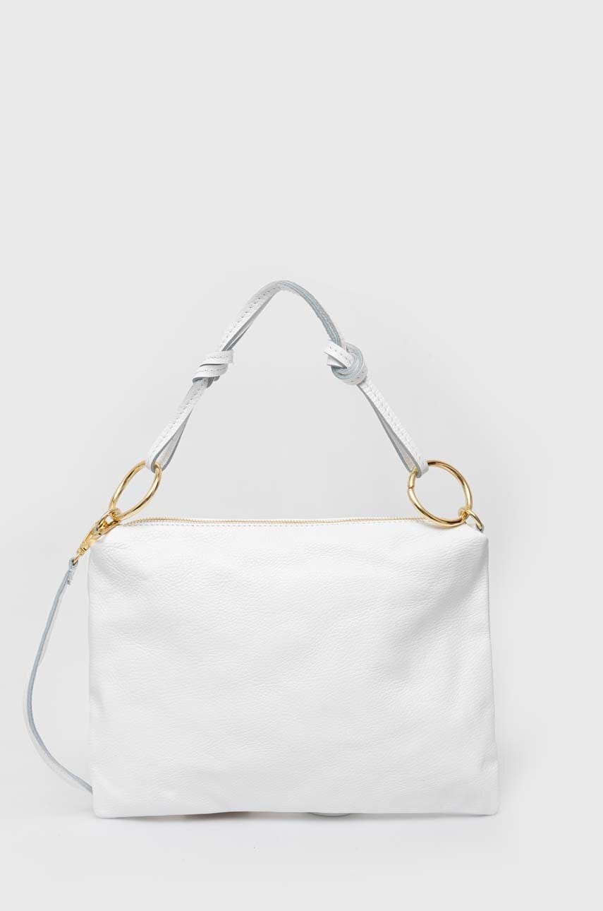 Answear Lab poseta de piele culoarea alb