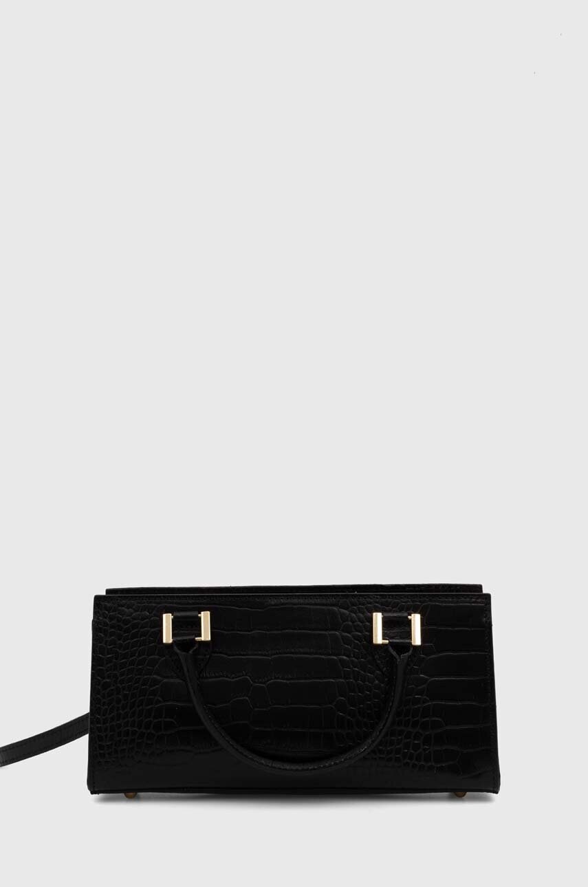 Answear Lab poseta de piele culoarea negru