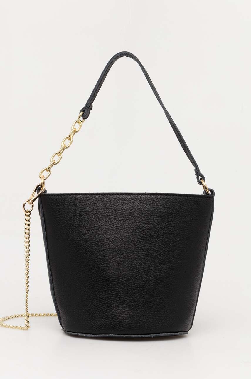 Answear Lab poseta de piele culoarea negru