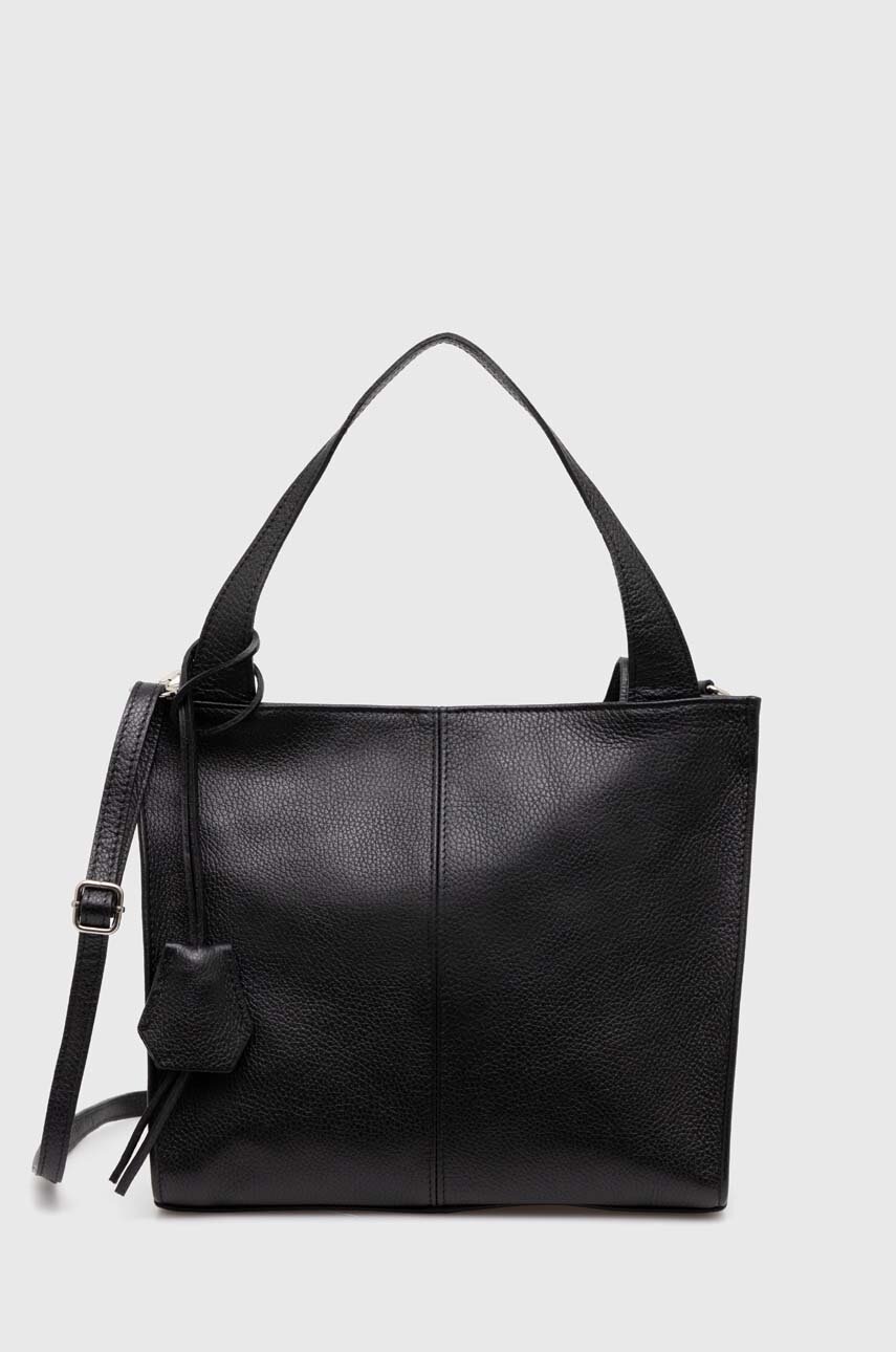 

Кожена чанта Answear Lab в черно, Черен