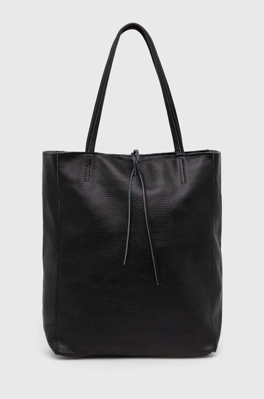 Answear Lab poseta de piele culoarea negru