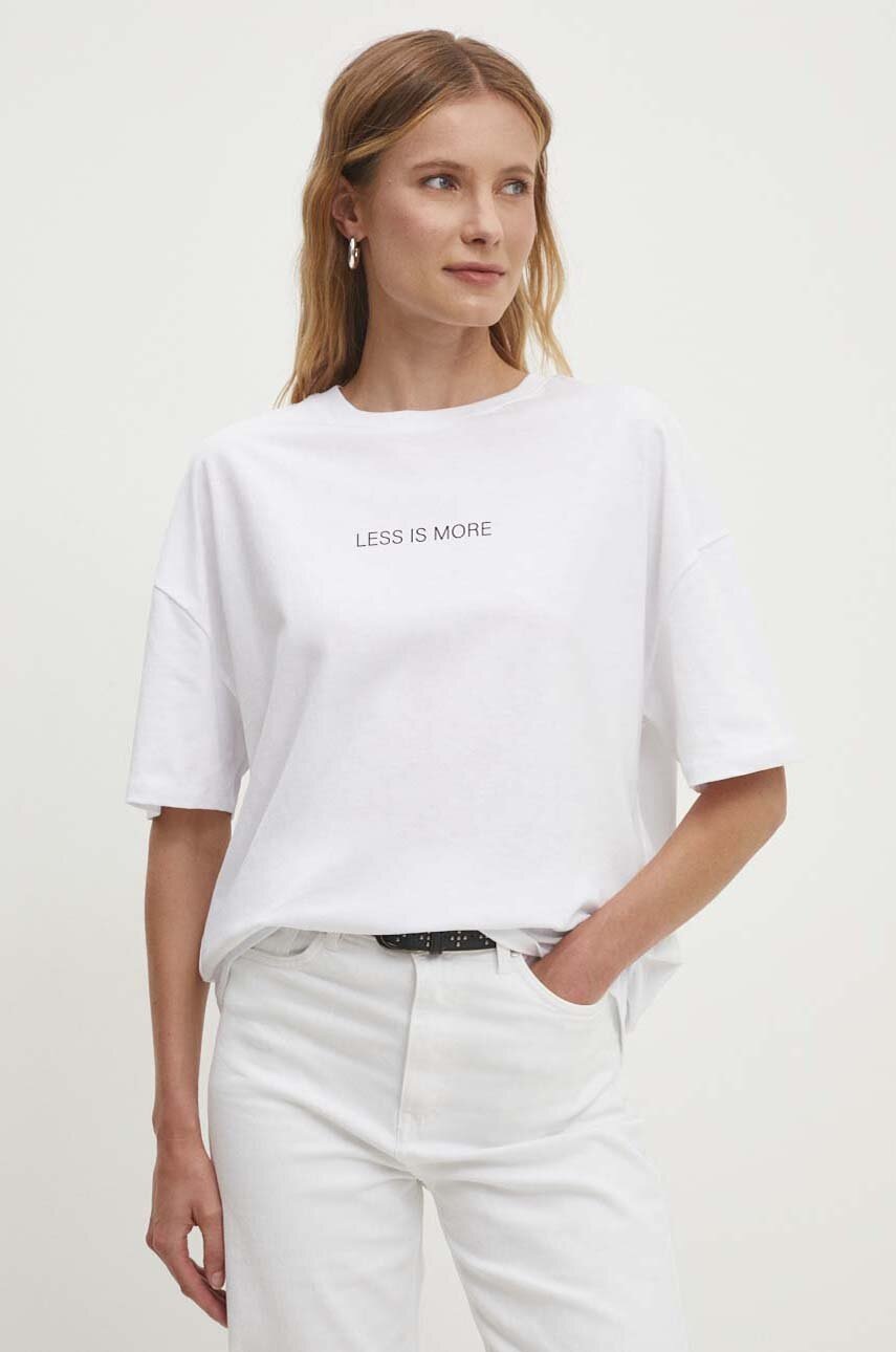 

Памучна тениска Answear Lab в бяло, Бял