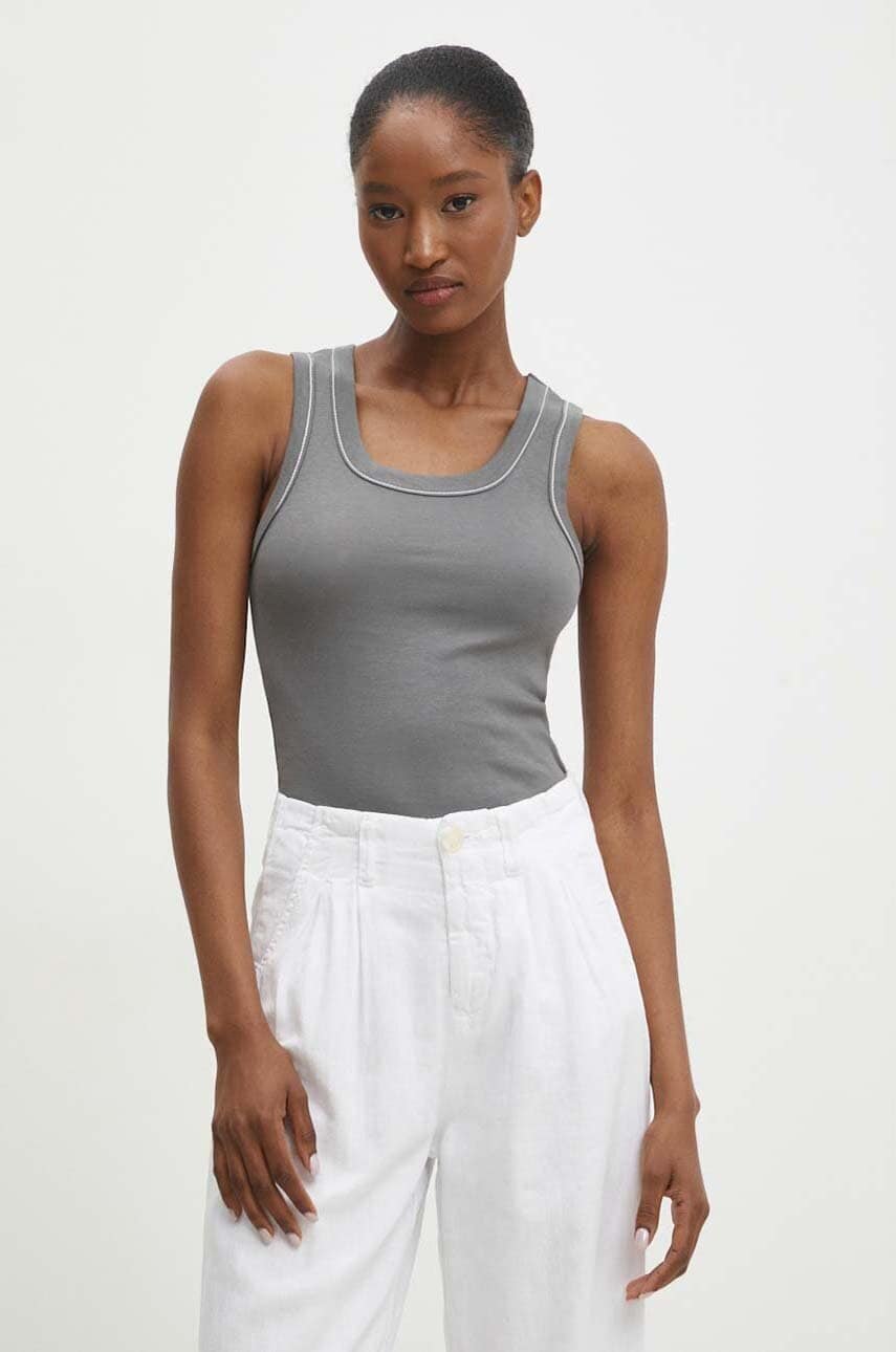 Answear Lab top din bumbac culoarea gri Answear Lab top din bumbac culoarea gri