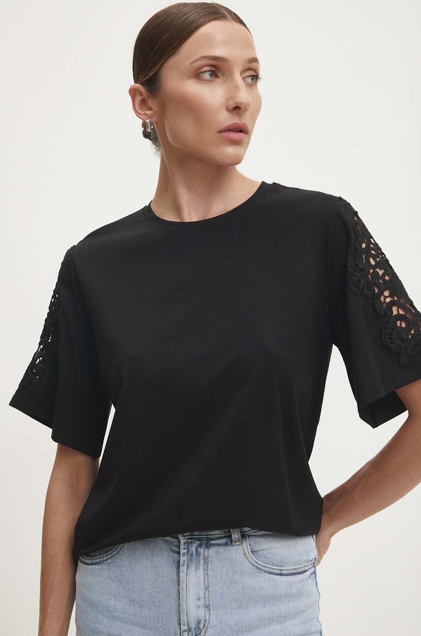 

Тениска Answear Lab в черно, Черен