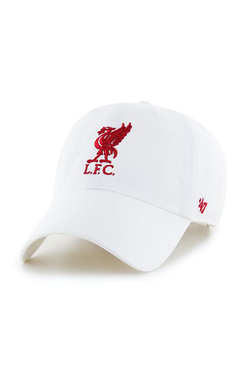 47brand șapcă Liverpool FC culoarea alb, cu imprimeu EPL-RGW04GWS-WHA