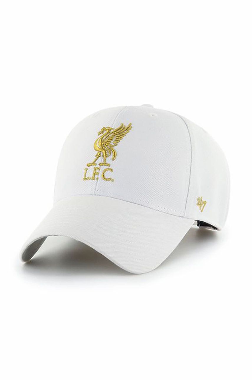 47brand șapcă Epl Liverpool culoarea alb, cu imprimeu
