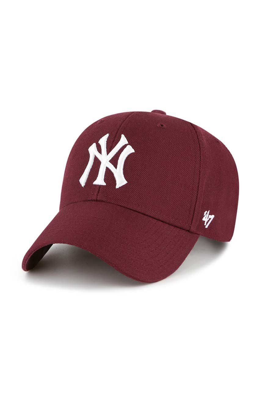 47brand șapcă din amestec de lână Mlb New York Yankees culoarea bordo, cu imprimeu