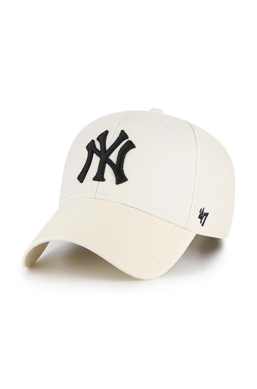 47brand șapcă din amestec de lână Mlb New York Yankees culoarea bej, cu imprimeu 47brand imagine noua