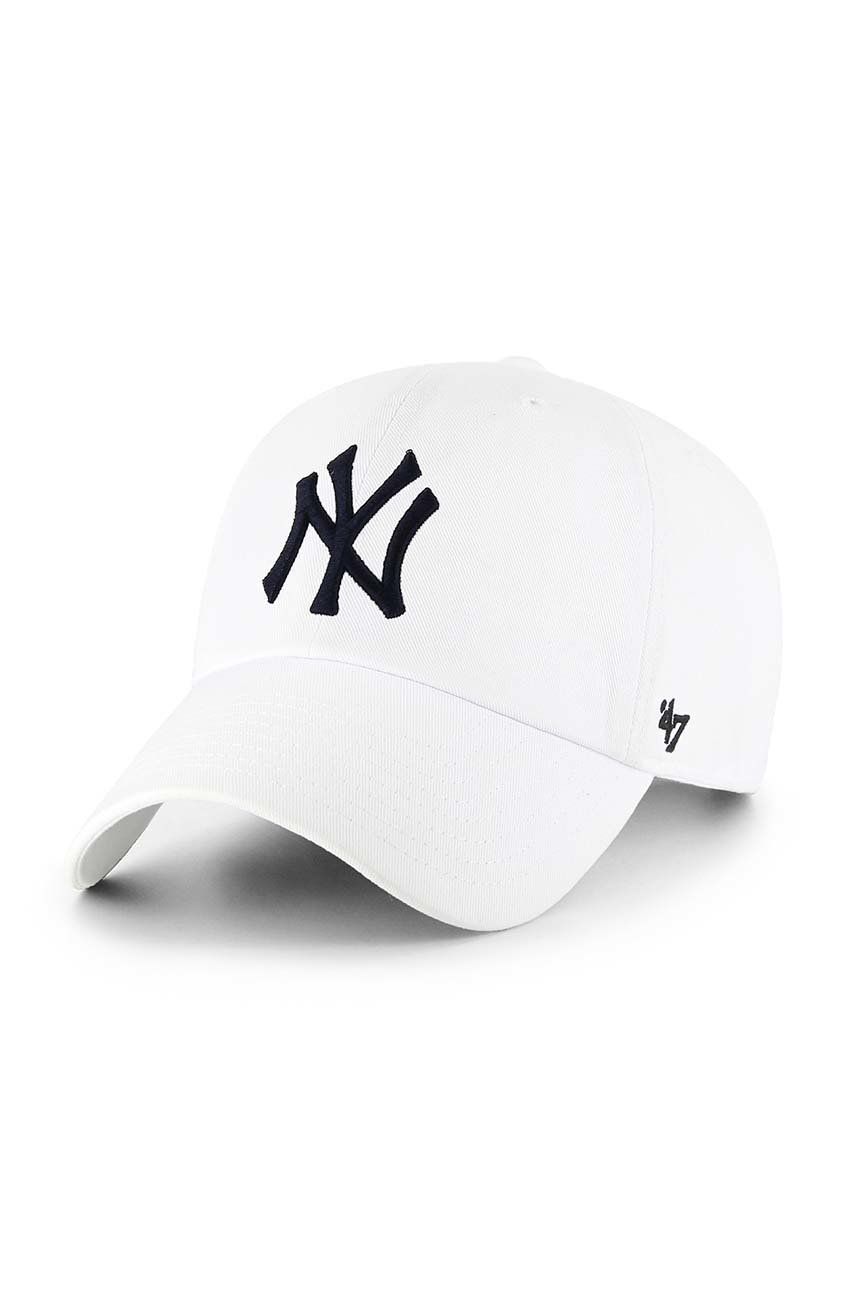 47brand șapcă de baseball din bumbac MLB New York Yankees culoarea alb, cu imprimeu B-RGW17GWS-WHA