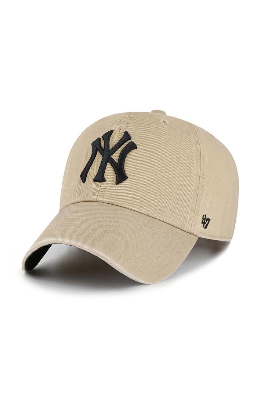 47brand șapcă de baseball din bumbac Mlb New York Yankees culoarea bej, cu imprimeu