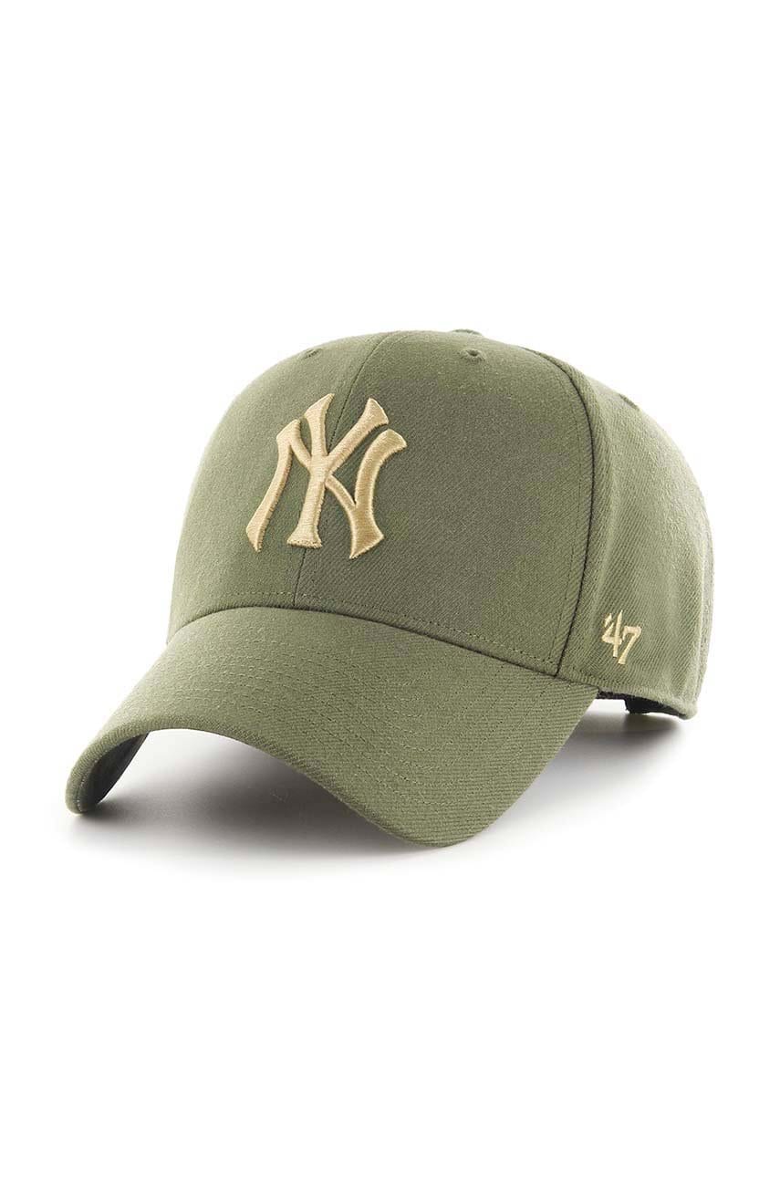 47brand șapcă de baseball din bumbac Mlb New York Yankees culoarea verde, cu imprimeu