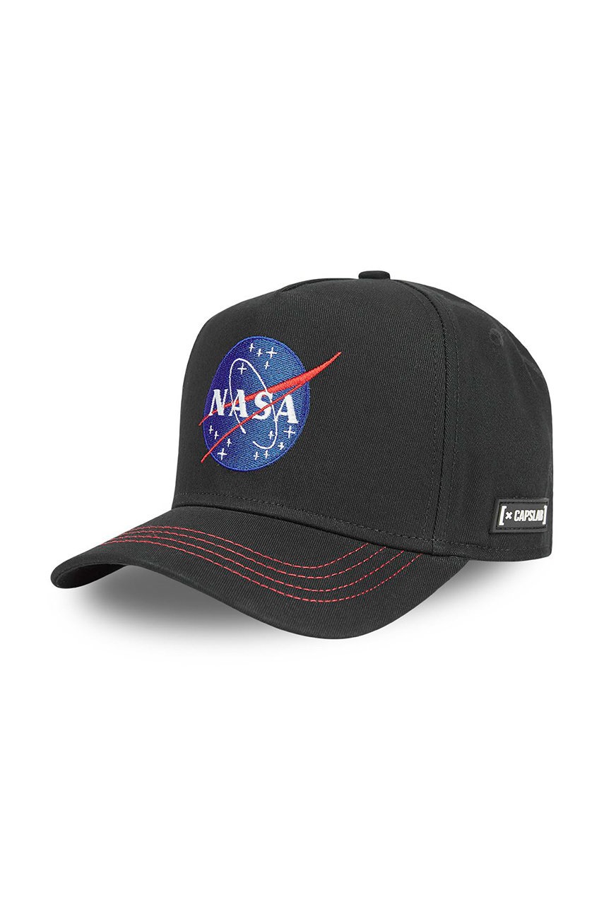 E-shop Dětská bavlněná čepice Capslab X Nasa černá barva, s aplikací