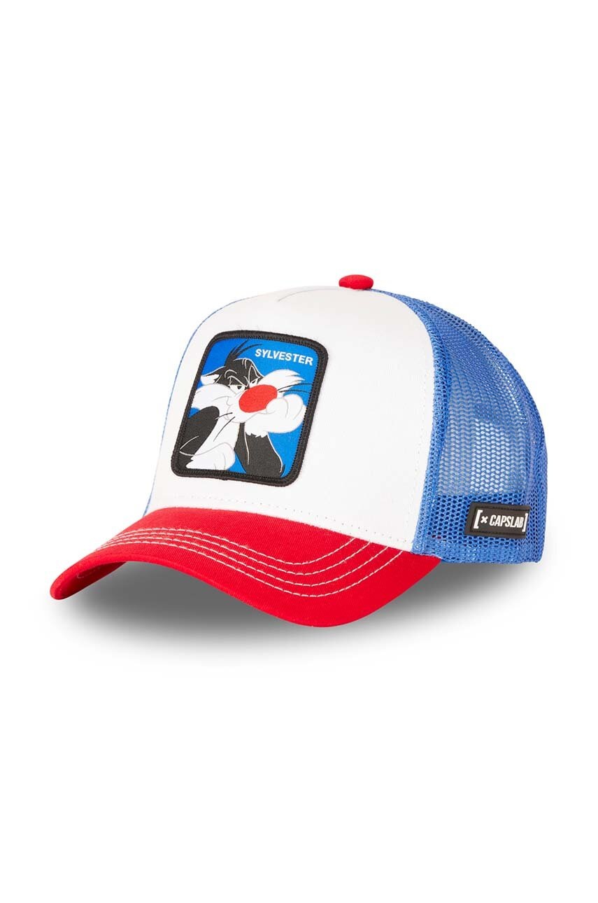 

Шапка с козирка Capslab LOONEY в бяло с десен, Бял