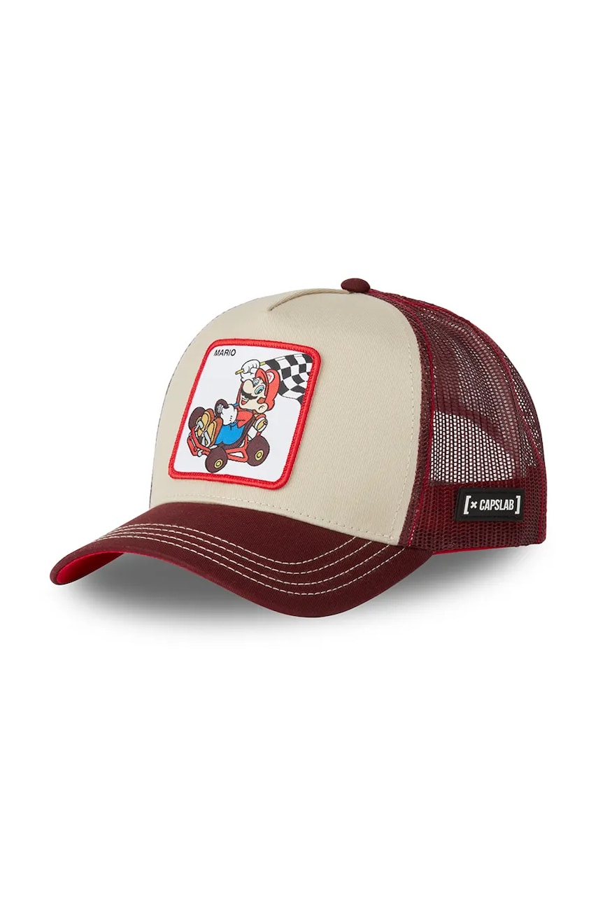Capslab șapcă x Super Mario culoarea bej, cu imprimeu, CL/SMK2/1/CAS/VIC2 Capslab șapcă x Super Mario culoarea bej, cu imprimeu, CL/SMK2/1/CAS/VIC2