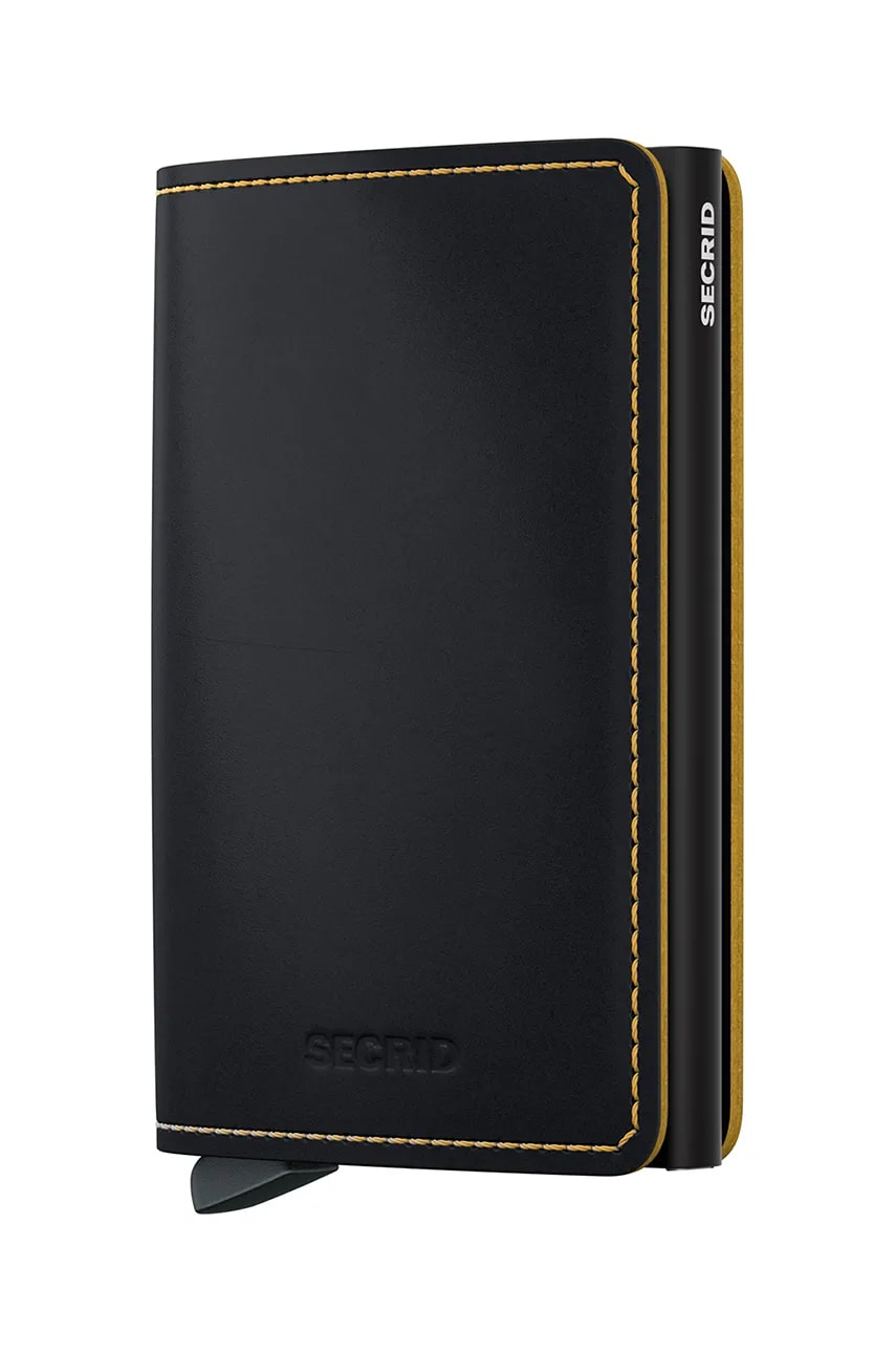Secrid portofel de piele culoarea negru, SM-Black & Ochre Secrid portofel de piele culoarea negru, SM-Black & Ochre