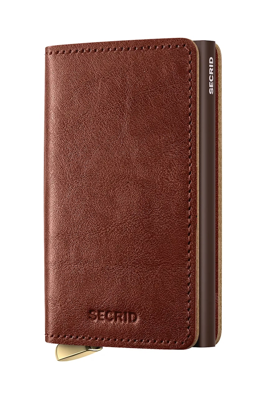 Secrid portofel de piele culoarea maro, SBc-Whiskey
