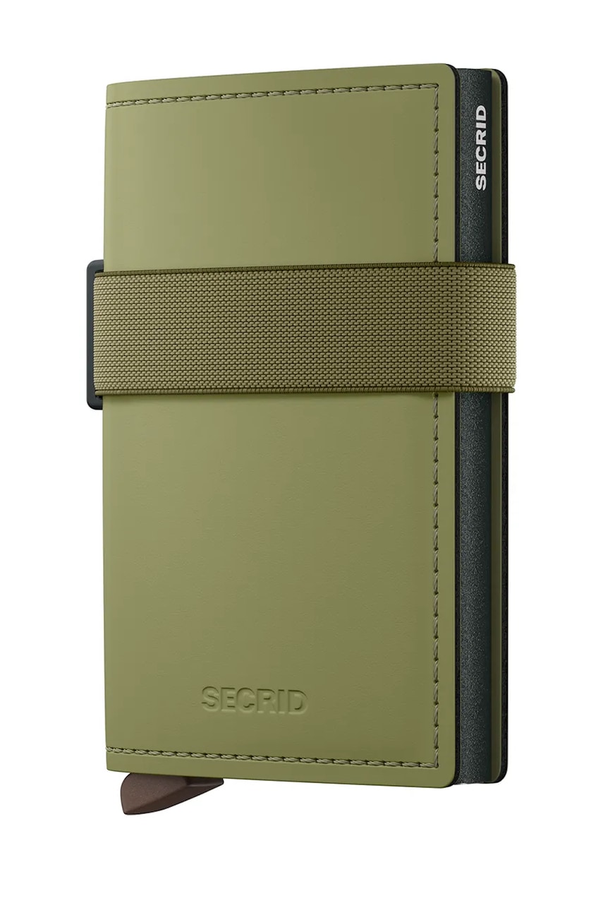 Secrid portofel de piele MATTE culoarea verde