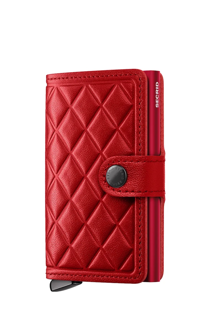 Secrid portofel de piele EMBOSS DIAMOND culoarea bordo