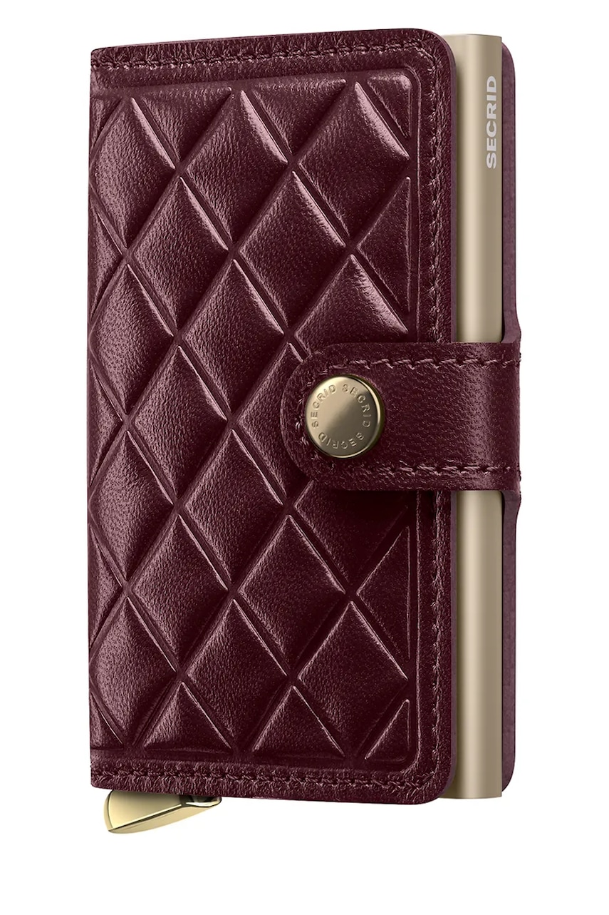 Secrid portofel de piele EMBOSS DIAMOND culoarea bordo