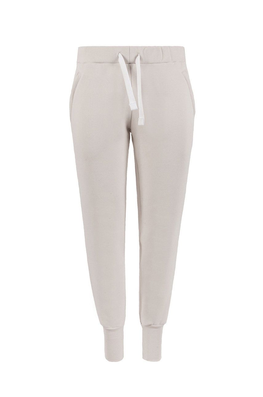 MUUV Pantaloni Soft Touch femei, culoarea crem, material neted